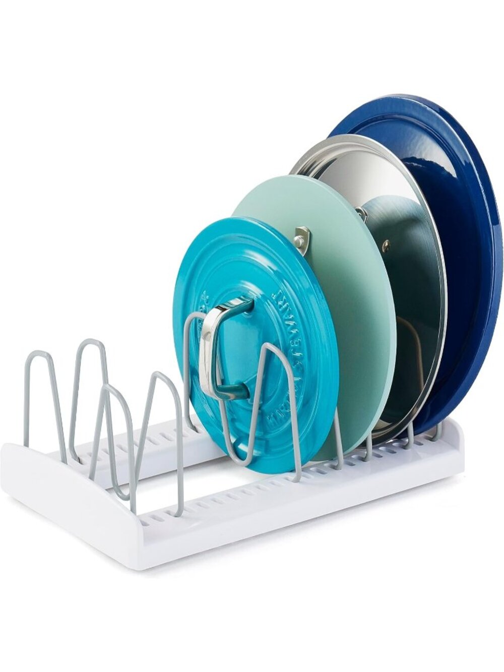 New StoreMore Adjustable Pot Lid Organizer Kitchen Cabinet - White